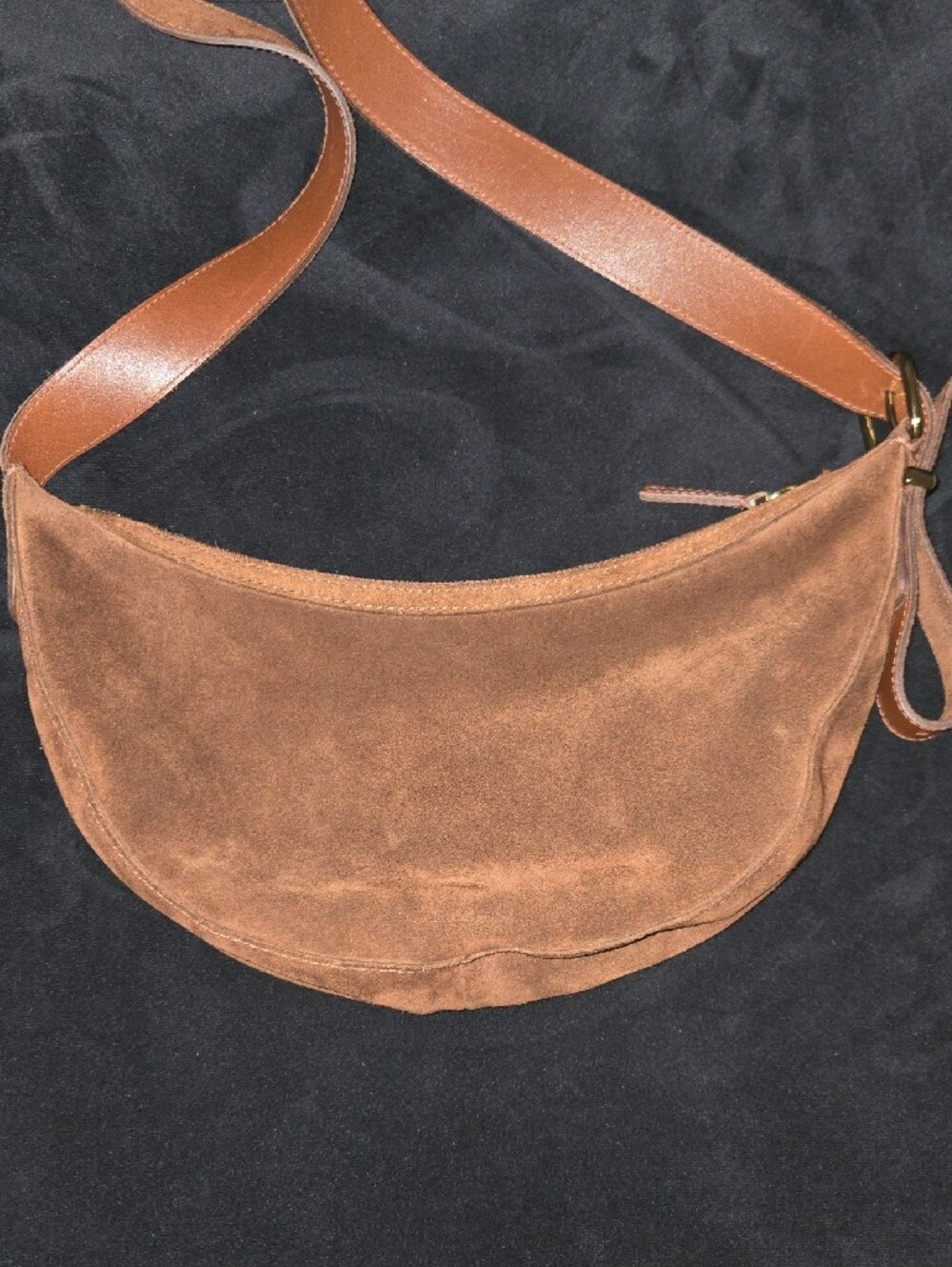 Madewell Brown Suede Crescent Shoulder Bag - Picture 2 of 3